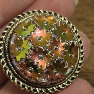 Vintage Signed West Germany Gold Tone Floral Scarf Clip Brooch